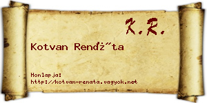 Kotvan Renáta névjegykártya